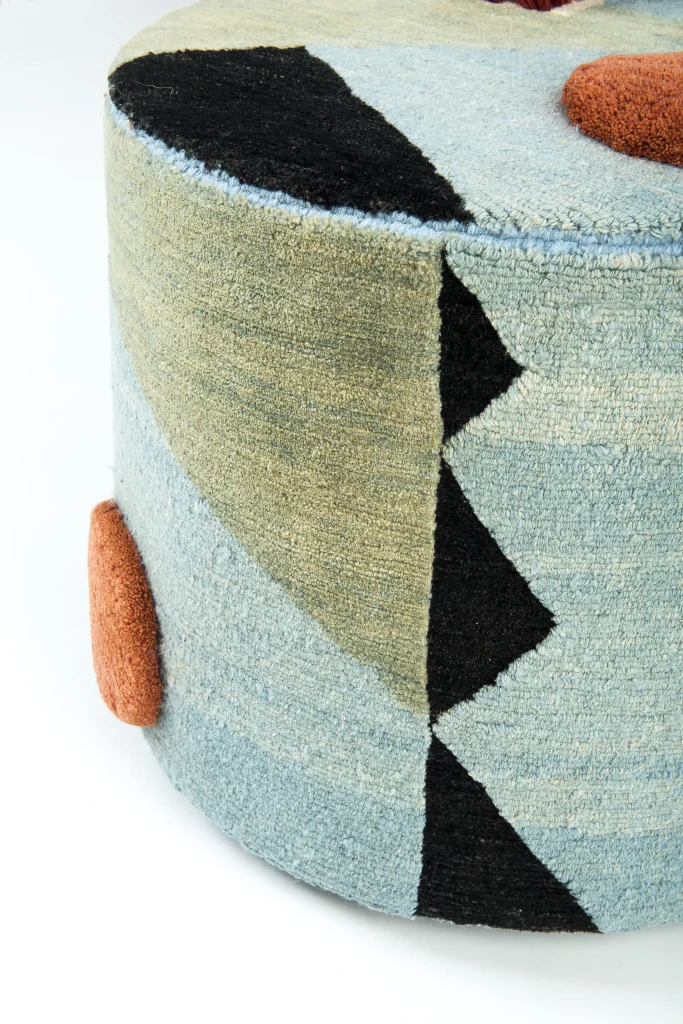 Massimiliano - Colorful Fringed Wool Pouf — 3