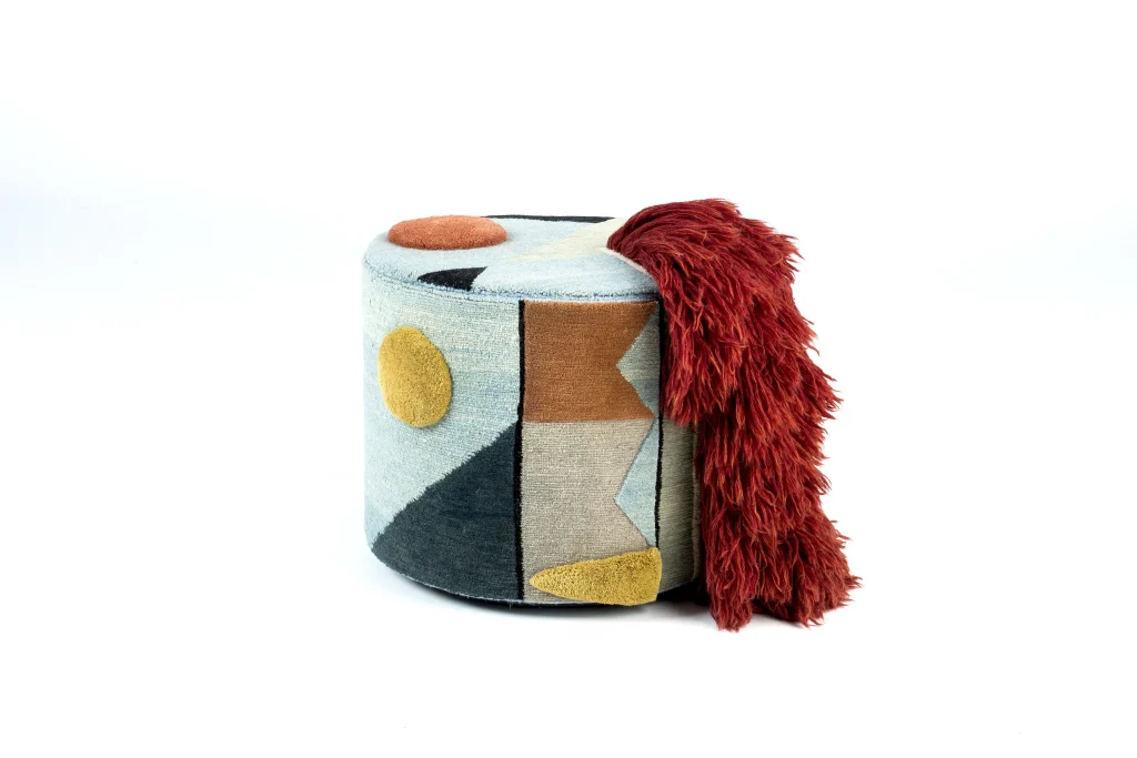 Massimiliano - Colorful Fringed Wool Pouf — 4