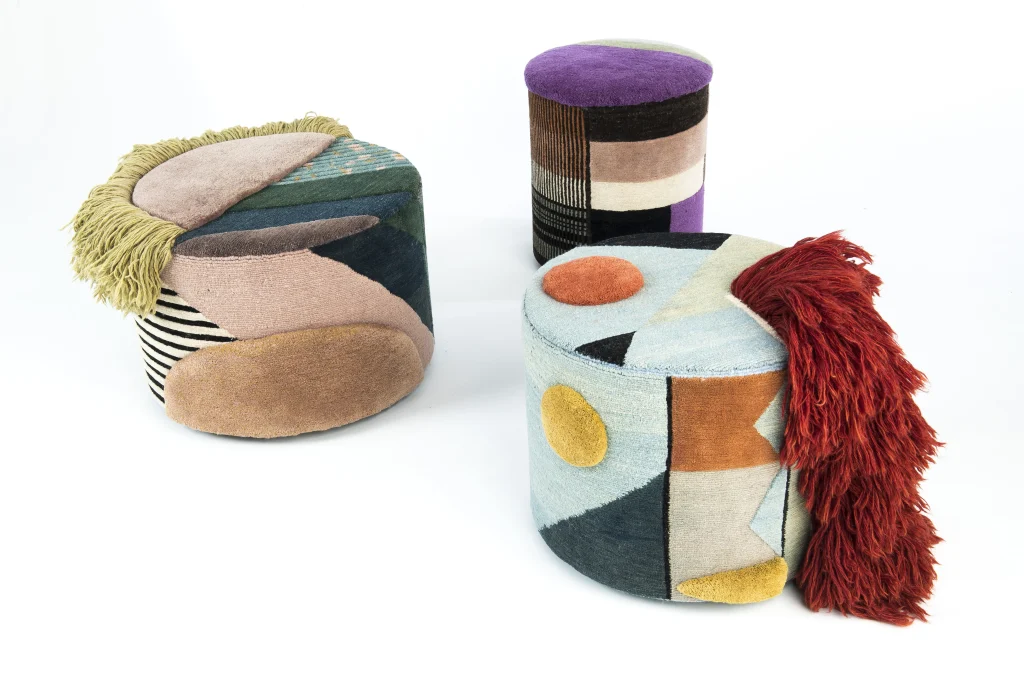 Massimiliano - Colorful Fringed Wool Pouf — 5
