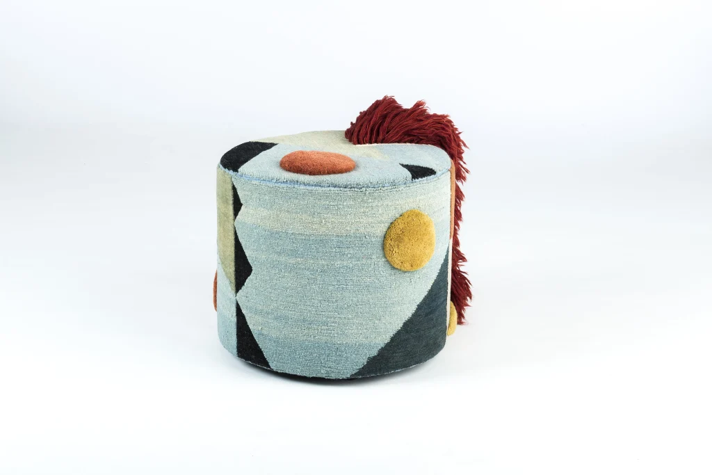 Massimiliano - Colorful Fringed Wool Pouf — 6