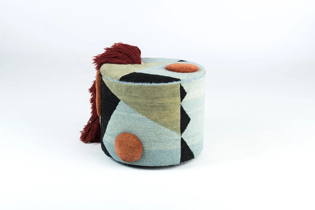 Massimiliano - Colorful Fringed Wool Pouf — 7