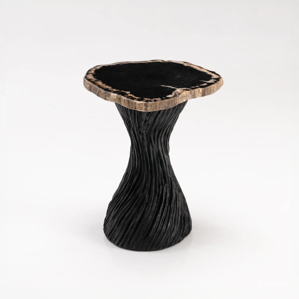 Twisted Fantasy - Hand-carved Petrified Wood Side Table — 3