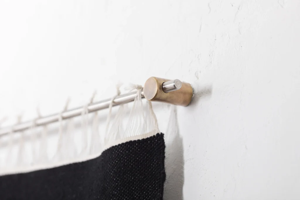 Centro Sheep Wool Handwoven Tapestry, Aged Bronze Wall Mount, Black & Ivory — 4