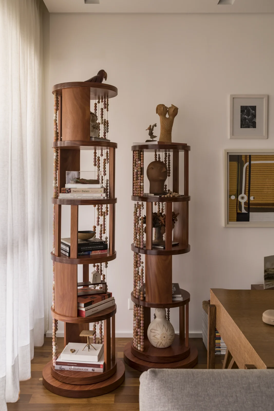 Contas Round Swivel Bookcase - Cabreuva Wood / Ceramic — 5