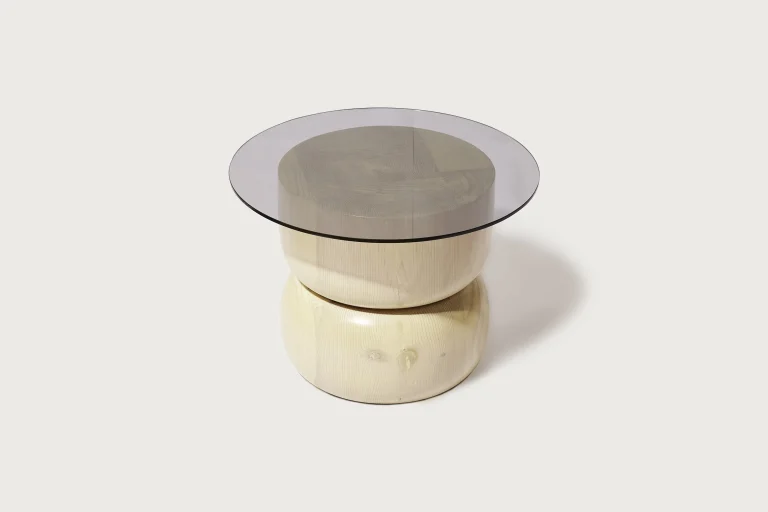 August Opening - Wood and Glass Side Table — 2