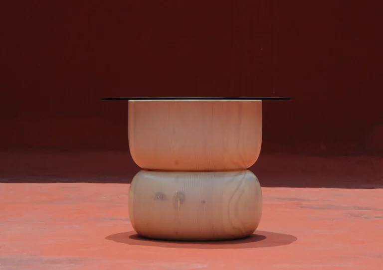 August Opening - Wood and Glass Side Table — 3