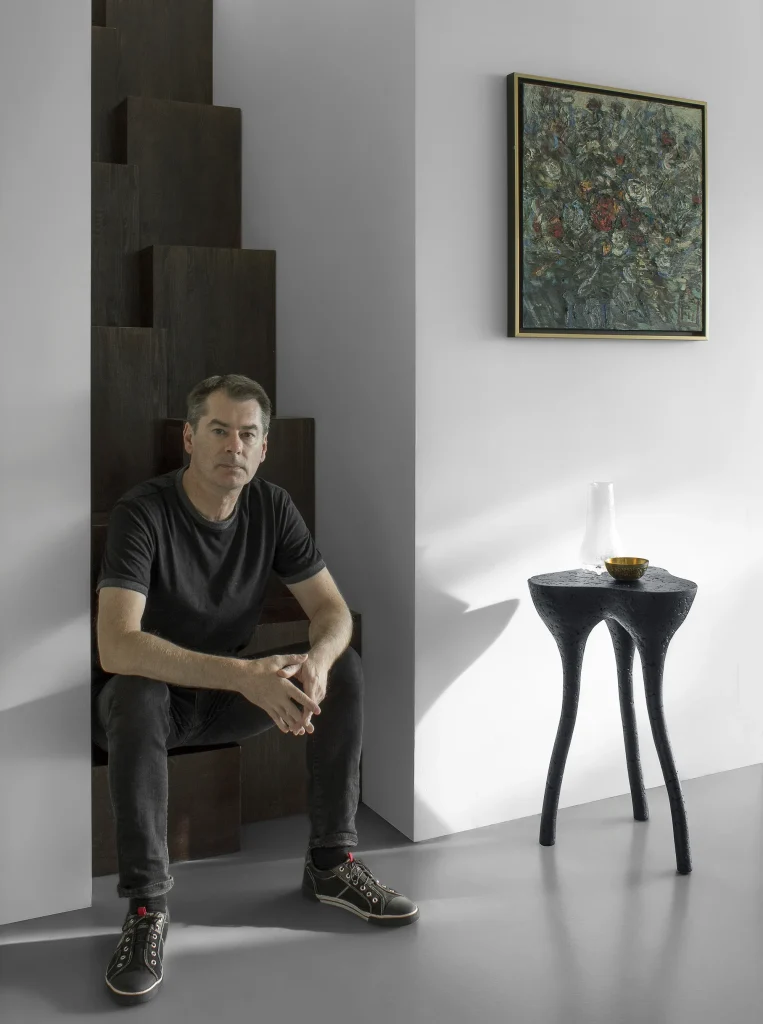 Solid Black Stone High Side Table - Tripod Series In Cast Stone By Donatas Zukauskas — 4
