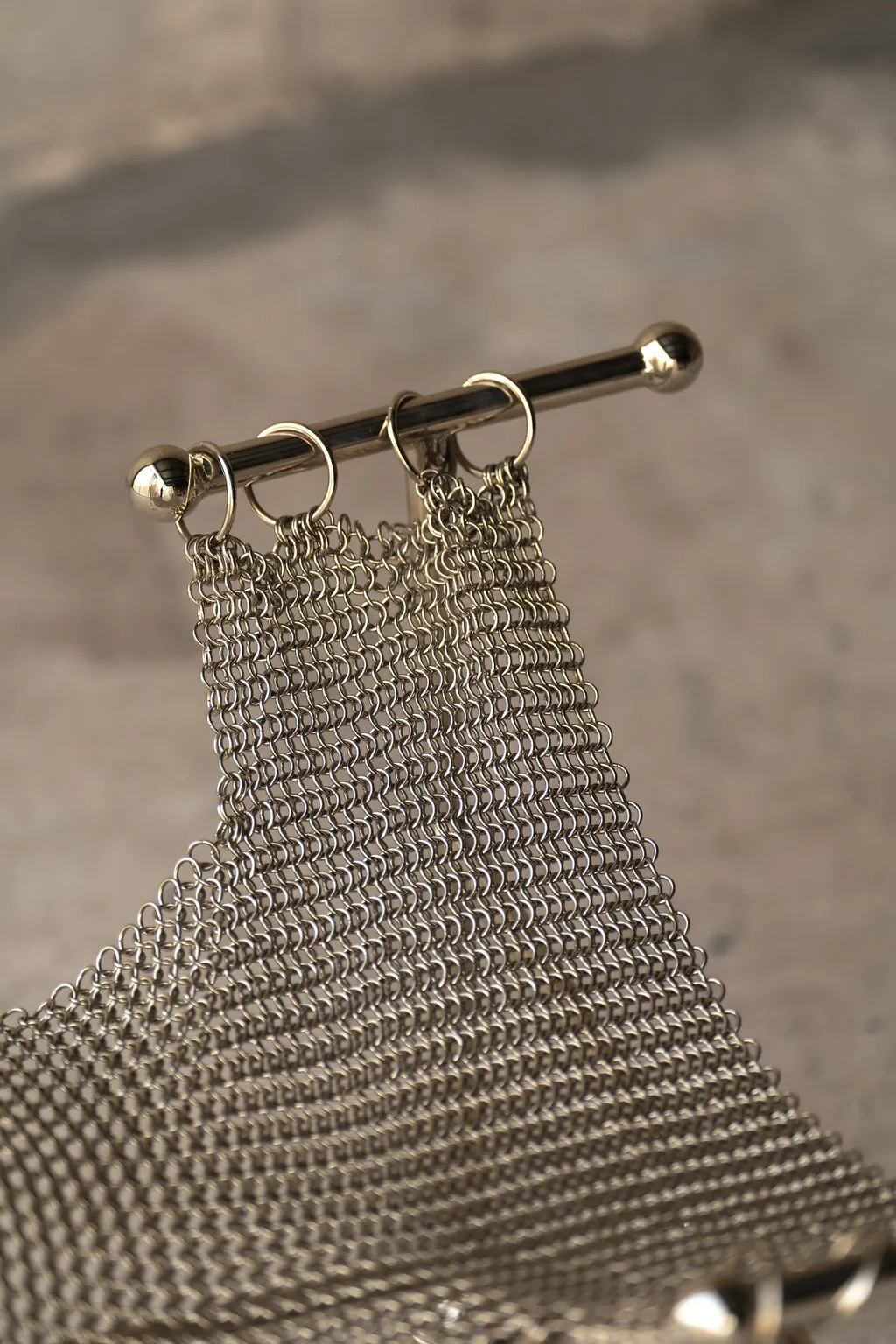 Chainmail Sculptural Chair, Nickel Plated Steel Finish, Hand Linked Mesh — 6
