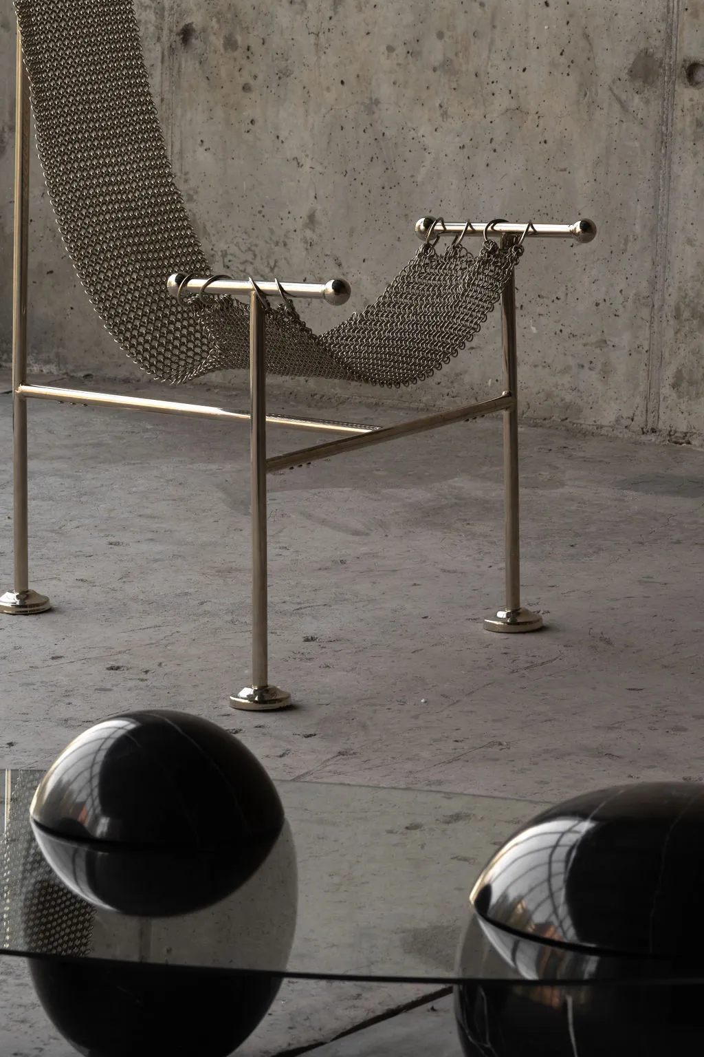Chainmail Sculptural Chair, Nickel Plated Steel Finish, Hand Linked Mesh — 8