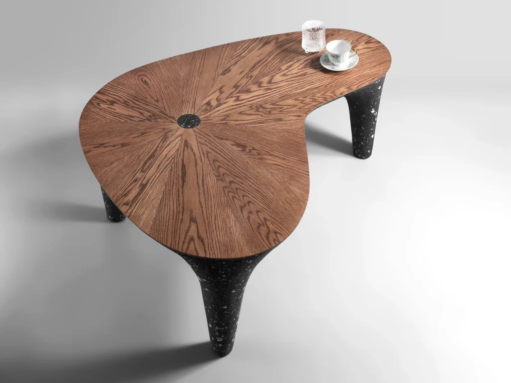 Solid Black Stone & Oak Bench - Ma Series In Cast Stone By Donatas Zukauskas — 5