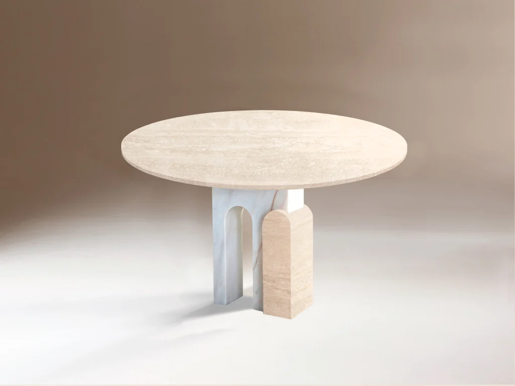 Stone - White & Black Marble Dining Table — 2