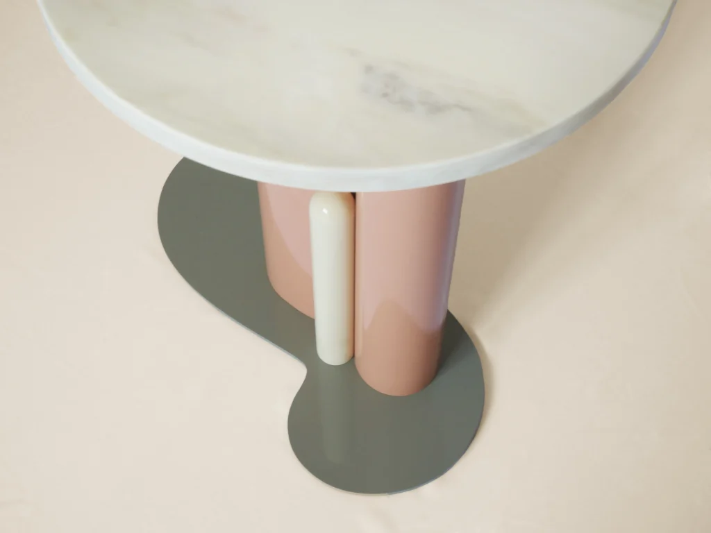 Jack - White Marble & Metal Side Table — 2