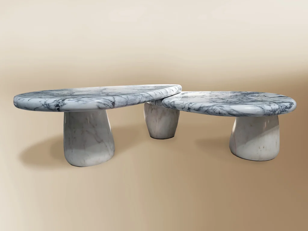 Caracole Tiger Marble Center Table, Contemporary And Geometric Table Design — 2