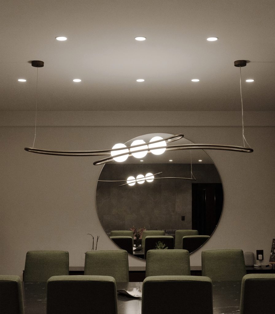 Aria Red Dot Ceiling Lamp in Metal and Acrylic — 4