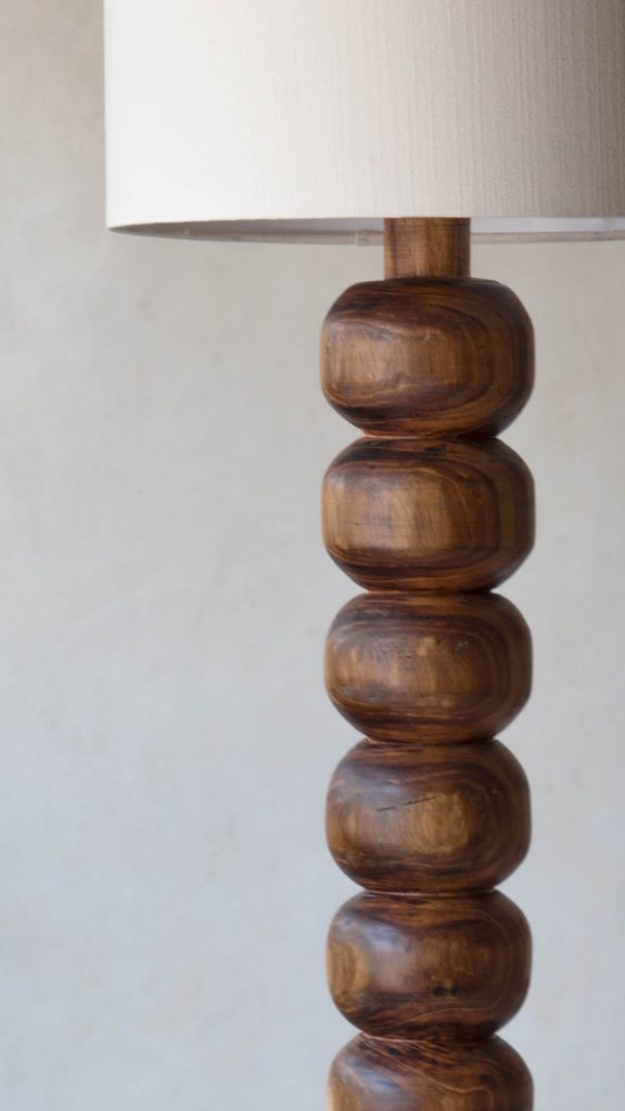Original Lamp 1 Floor Lamp in Parota Wood and Textile — 2