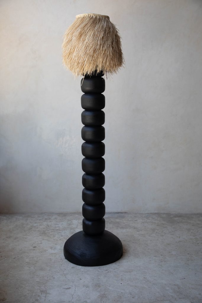 Original Lamp 1 Floor Lamp in Parota Wood and Textile — 3