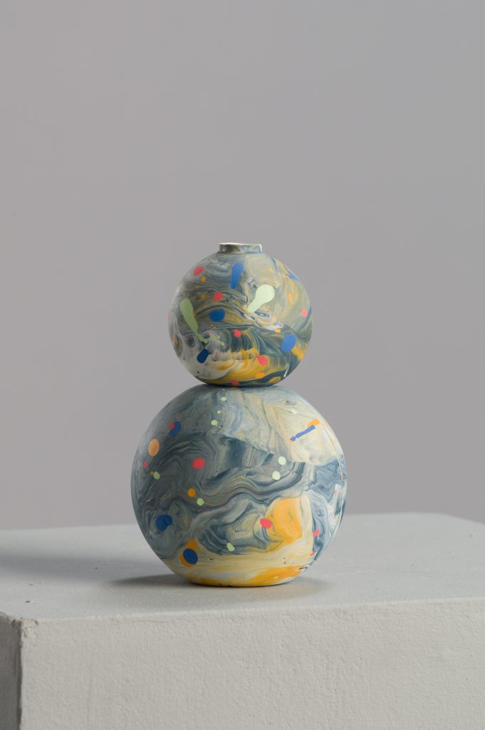 Jupiter multicolored slip-cast porcelain vase by Liquid Void Studio, a maximalist decor accent