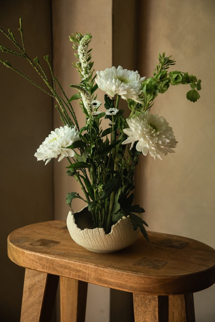 Distressed Ivory Ikebana Vessel No.5 — 2