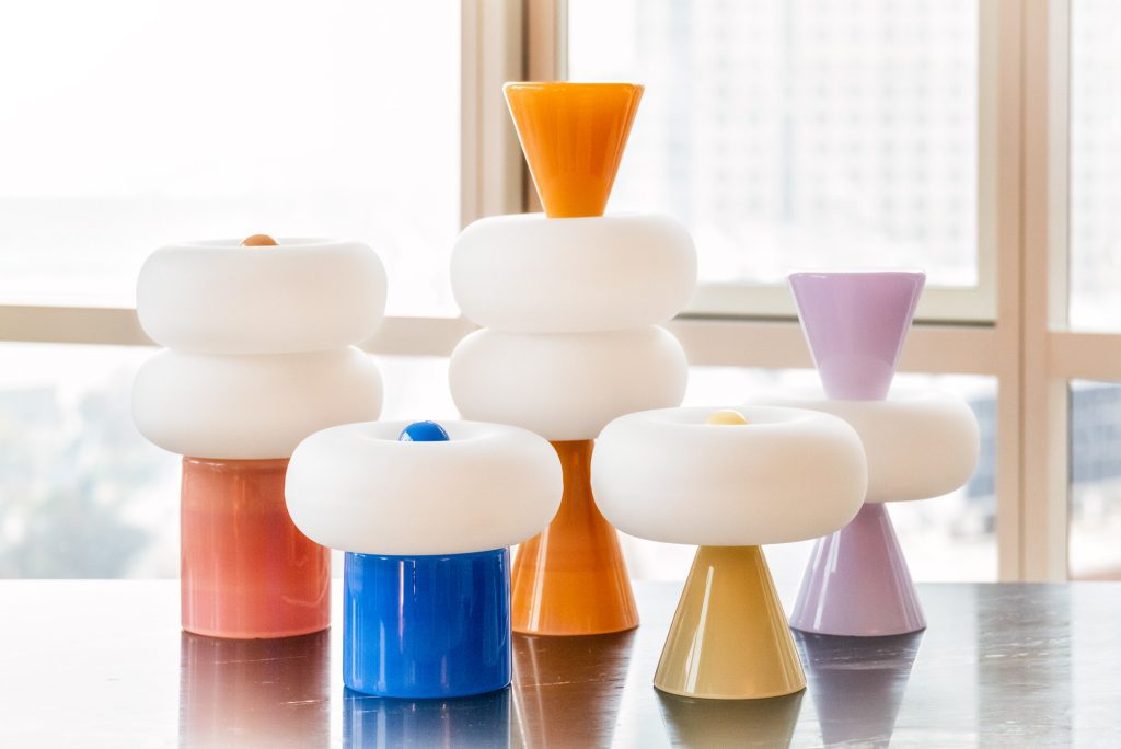 Cosmos 03 – Sculptural Peach Glass Lamp — 9