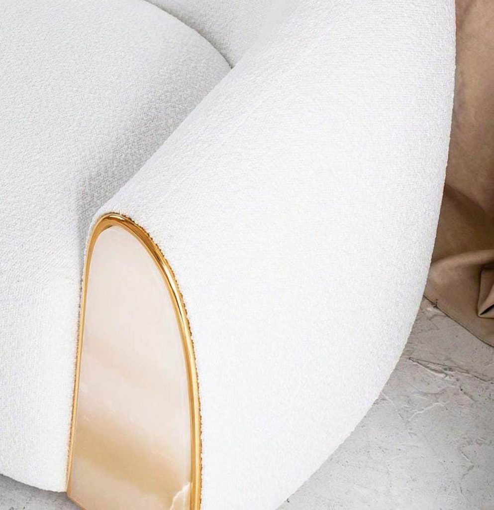 Sofa With Natural Stone And Polished Brass — 3