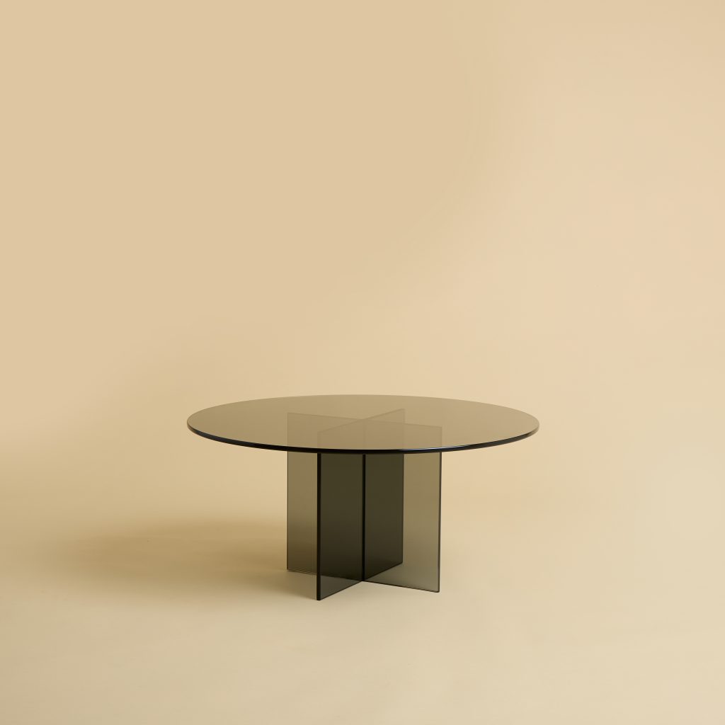 【あーき】X-base Smoked Glass Table あーき】X-base Smoked Glass Table Smoked Glass Round Top X