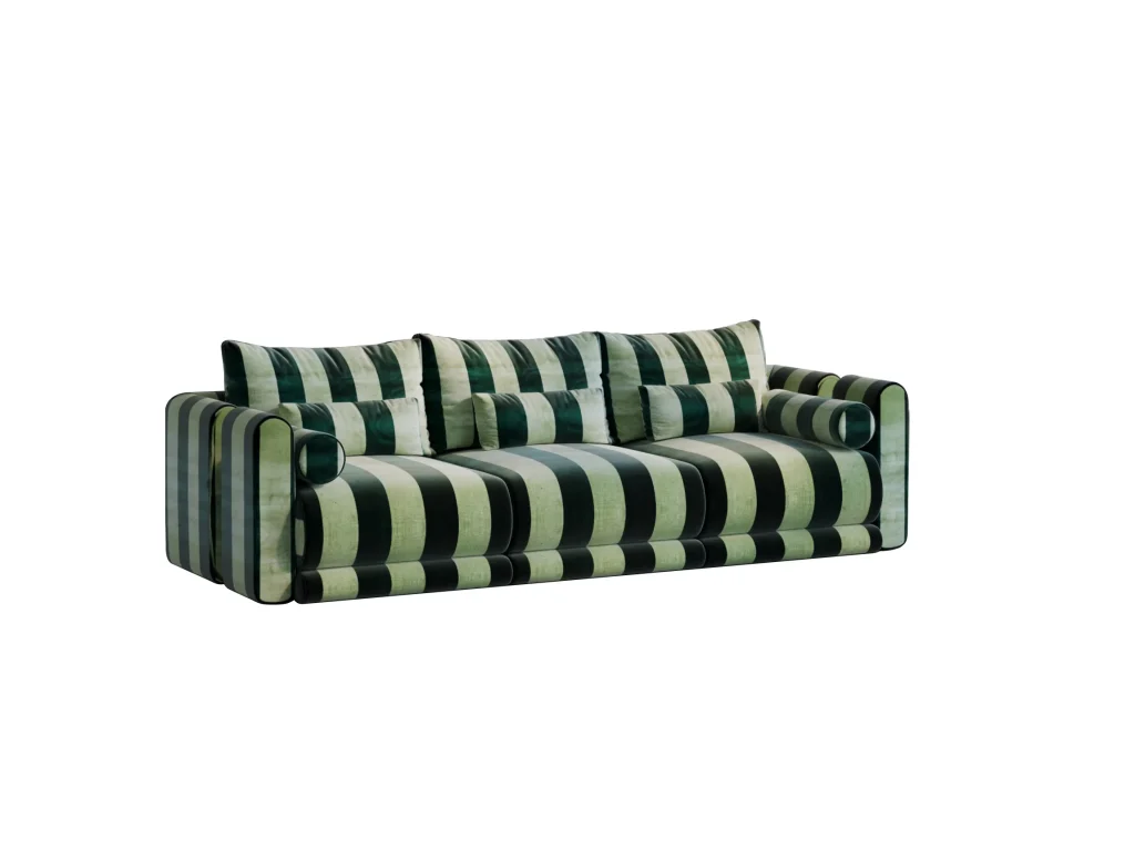 Kanz - Sofa Green & White Stripes — 5
