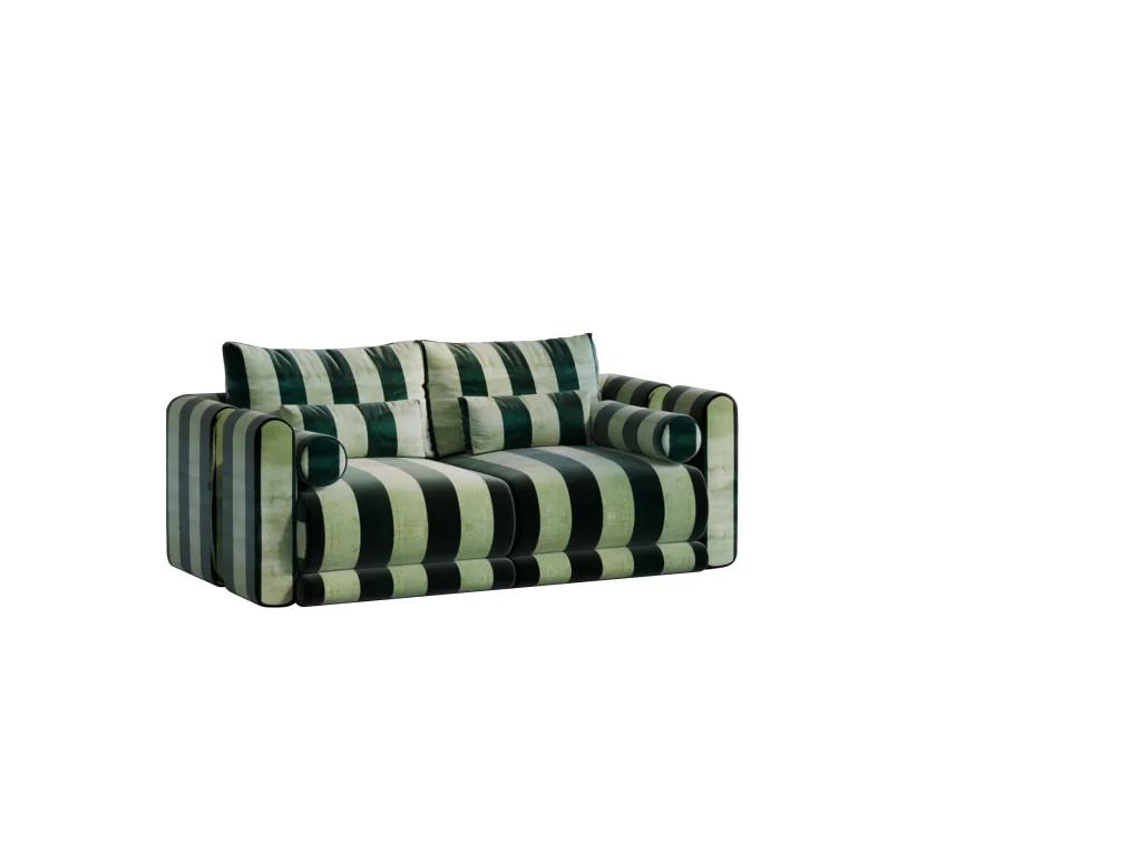 Kanz - Sofa Green & White Stripes — 4