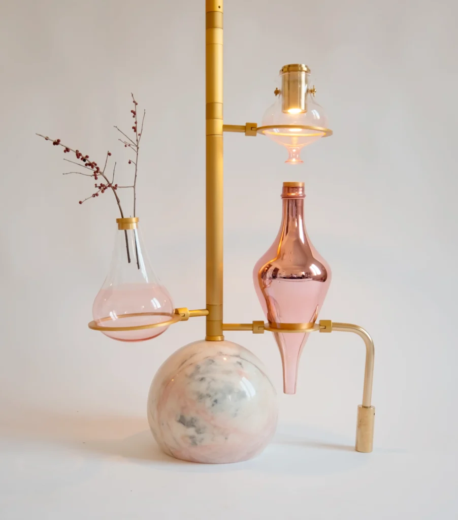 Emotional Lab Beige Floor Lamp in Brass and Glass — 5