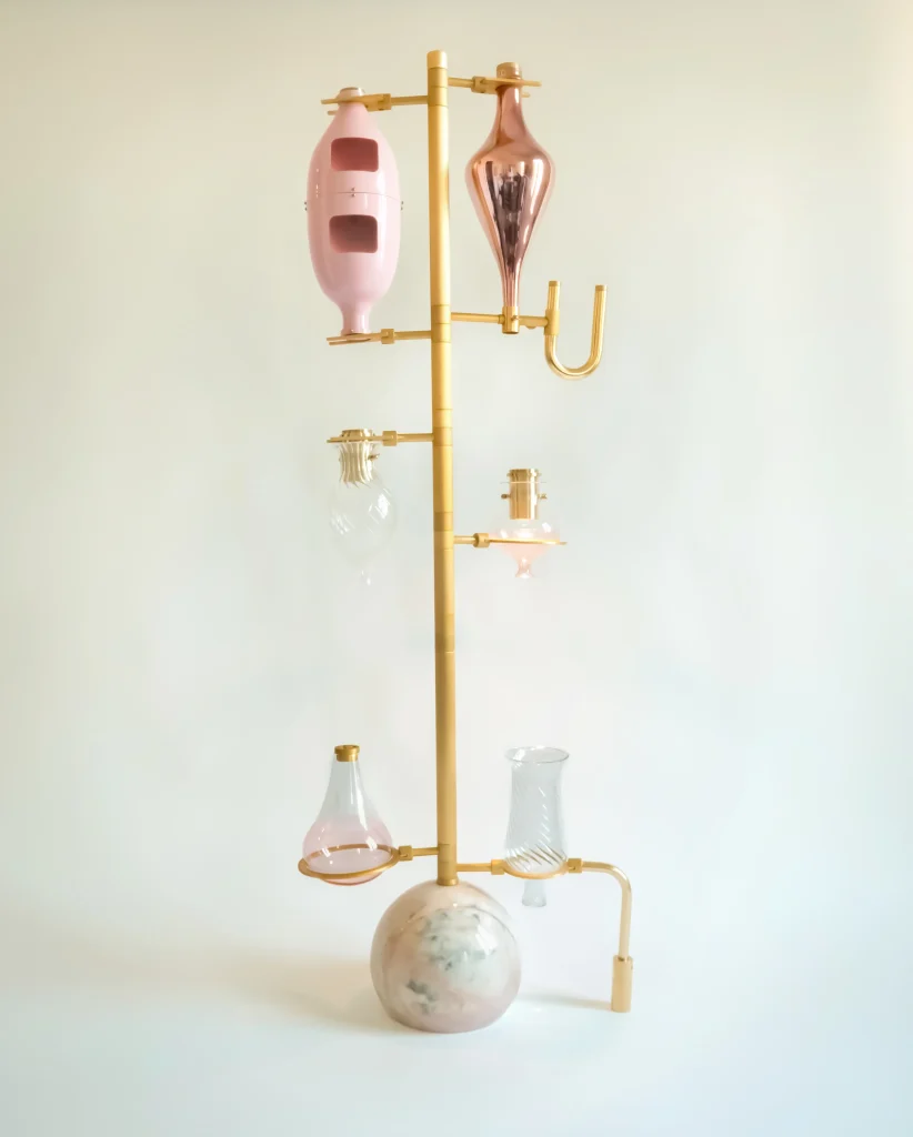 Emotional Lab Beige Floor Lamp in Brass and Glass — 7