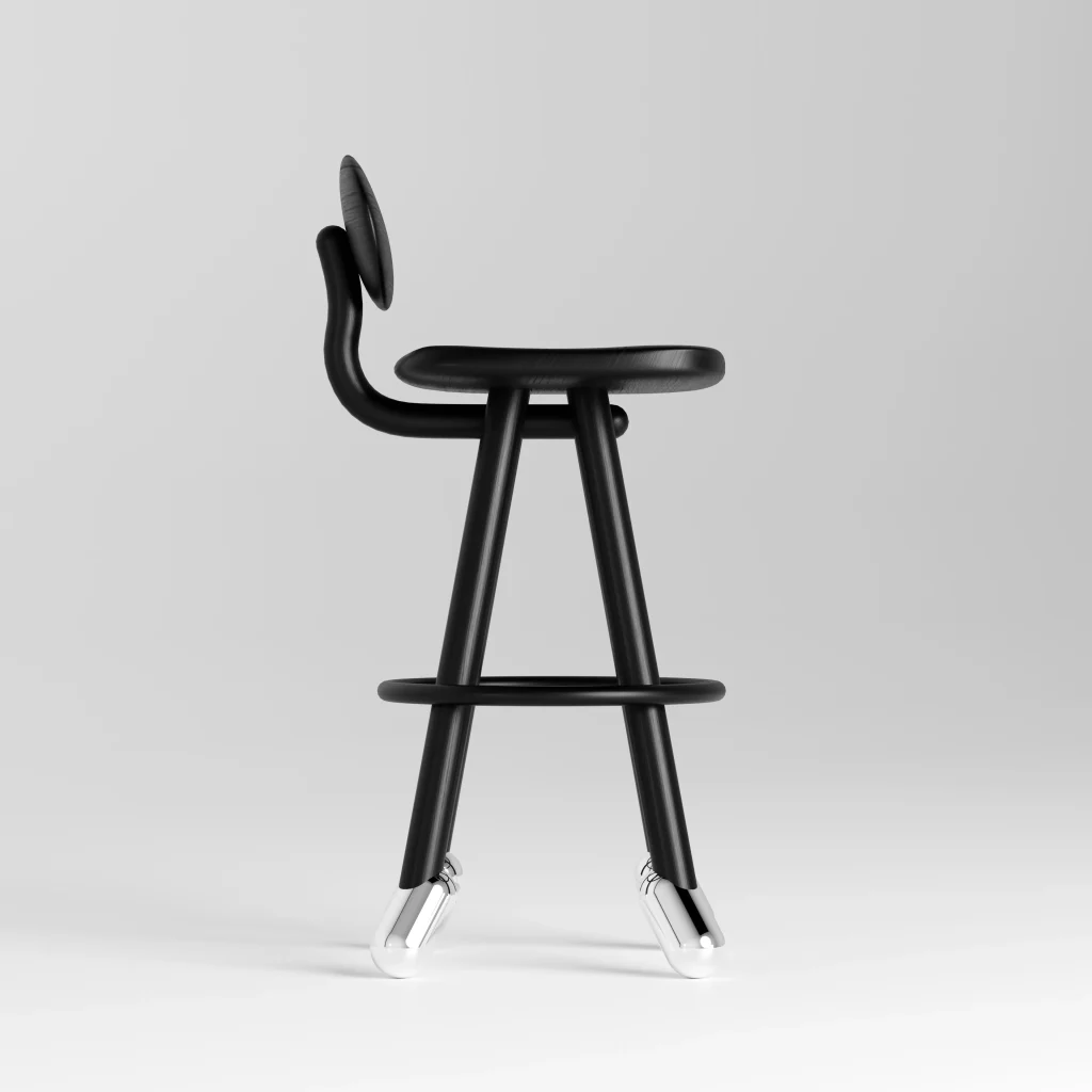 The Tutu bar stool in ebonized oak and aluminum by Design VA