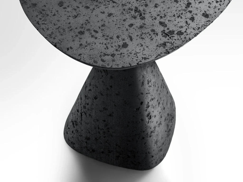 Solid Black Stone Side Table - Mottled Series In Cast Stone By Donatas Zukauskas — 5