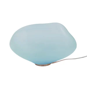 Haumea Convex space age table lamp in blue opaque mouth-blown glass by ELOA