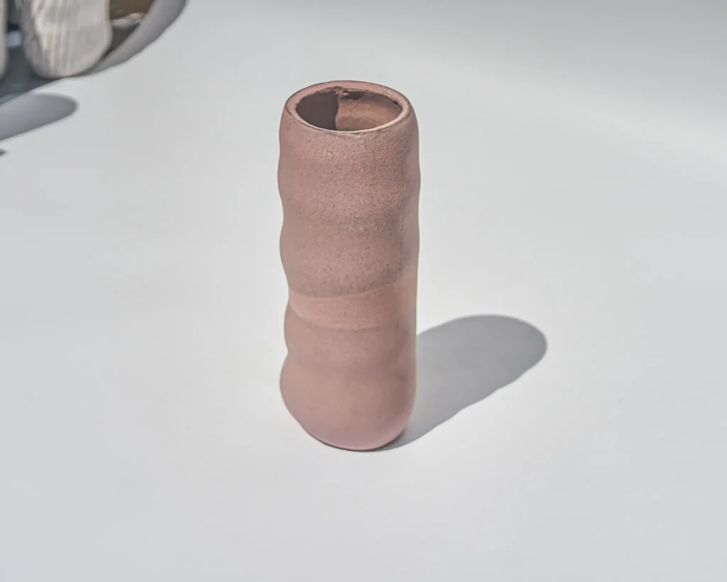 Round And Round | Pink Matte On Grey | Vase #6-6-24 — 2