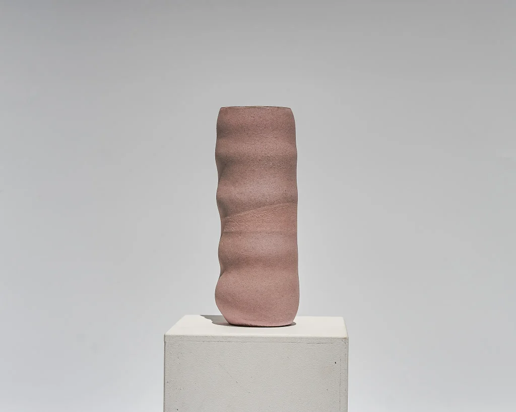 Round And Round | Pink Matte On Grey | Vase #6-6-24 — 3