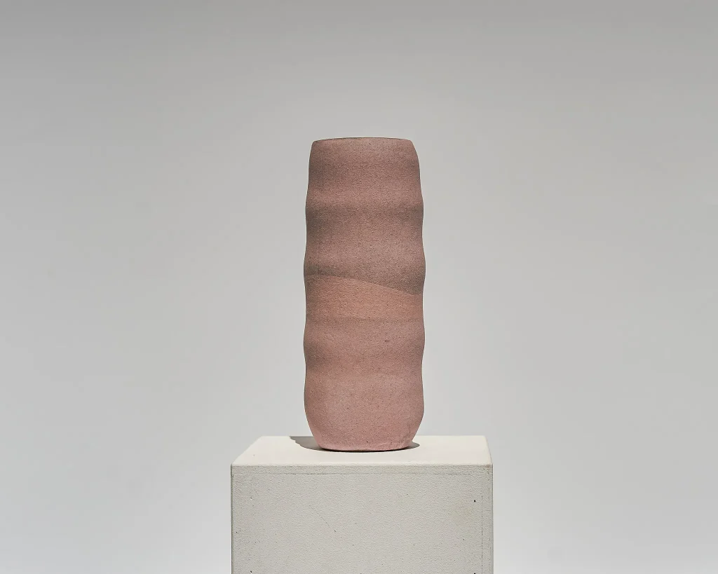 Round And Round | Pink Matte On Grey | Vase #6-6-24 — 4