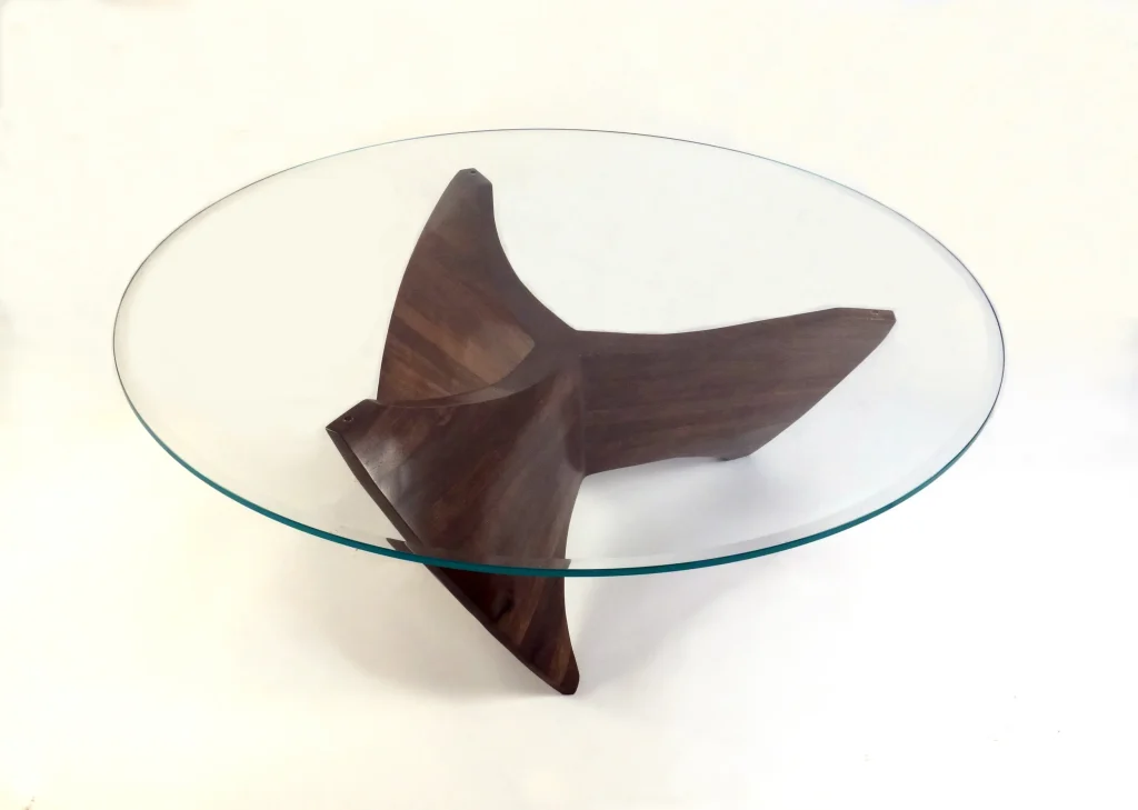 N3 - Walnut Wood & Glass Coffee Table — 3