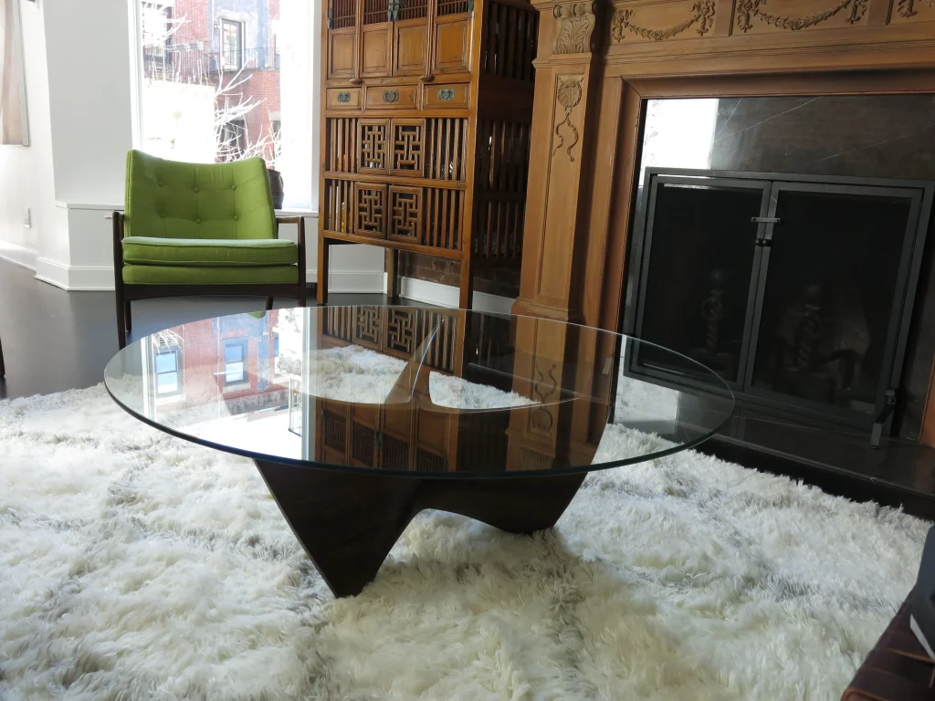 N3 - Walnut Wood & Glass Coffee Table — 4
