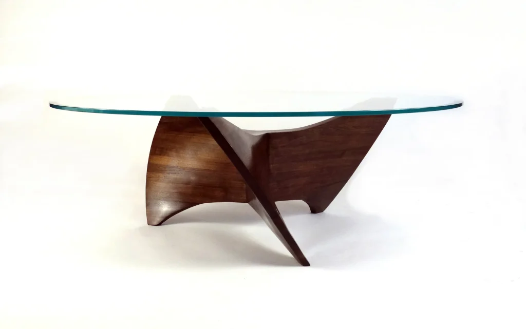 N3 - Walnut Wood & Glass Coffee Table — 7
