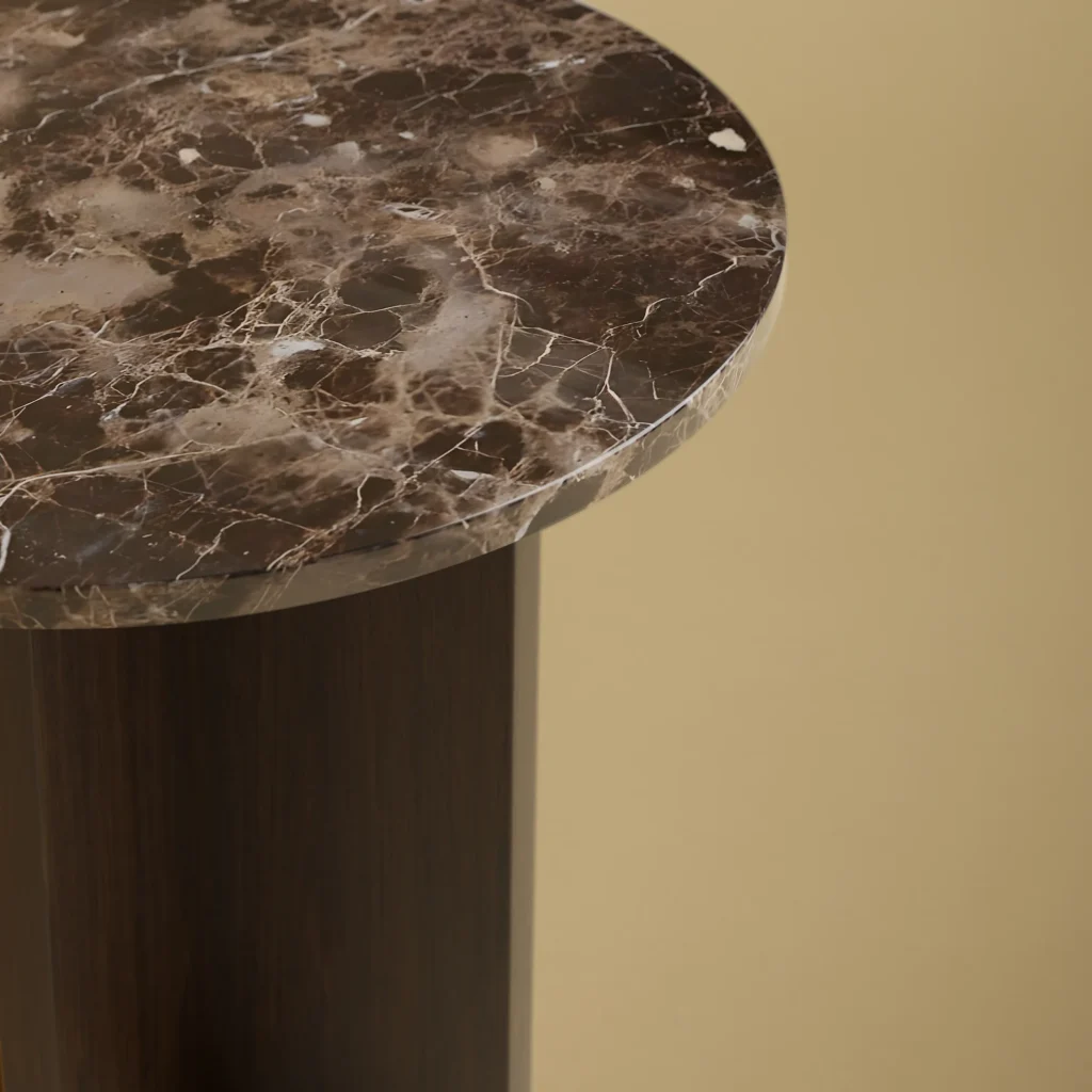 Round Marble And Oak Side Table - Sherman Series — 3