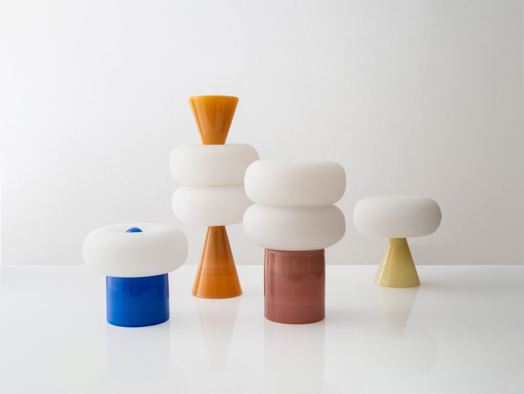 Cosmos 03 – Sculptural Peach Glass Lamp — 7