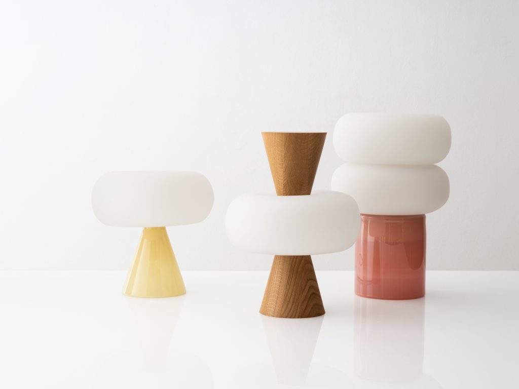Cosmos 03 – Sculptural Peach Glass Lamp — 6