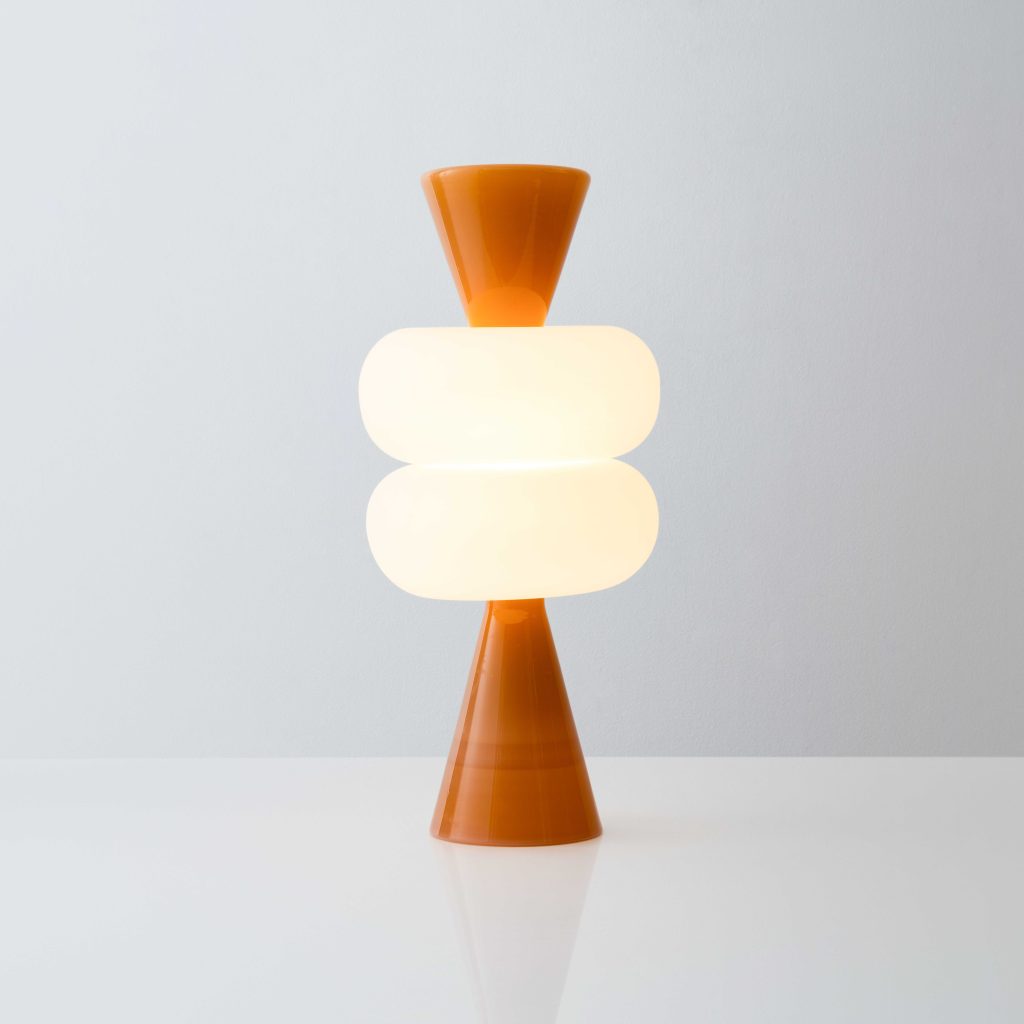 Cosmos 03 – Sculptural Peach Glass Lamp — 4