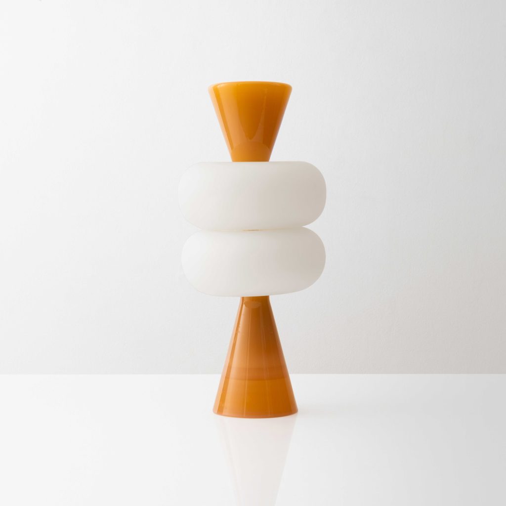 Cosmos 03 – Sculptural Peach Glass Lamp — 3