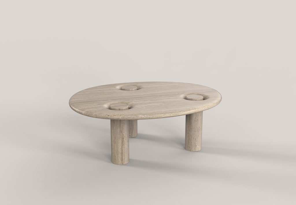 Asido Stone V1 - Travertine Low Table — 2