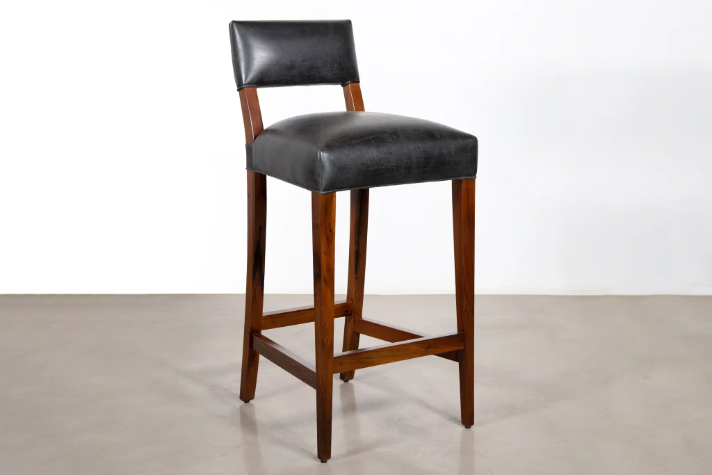 Neto - Exotic Contemporary Wood Bar Stool With Wrapped Leather — 2