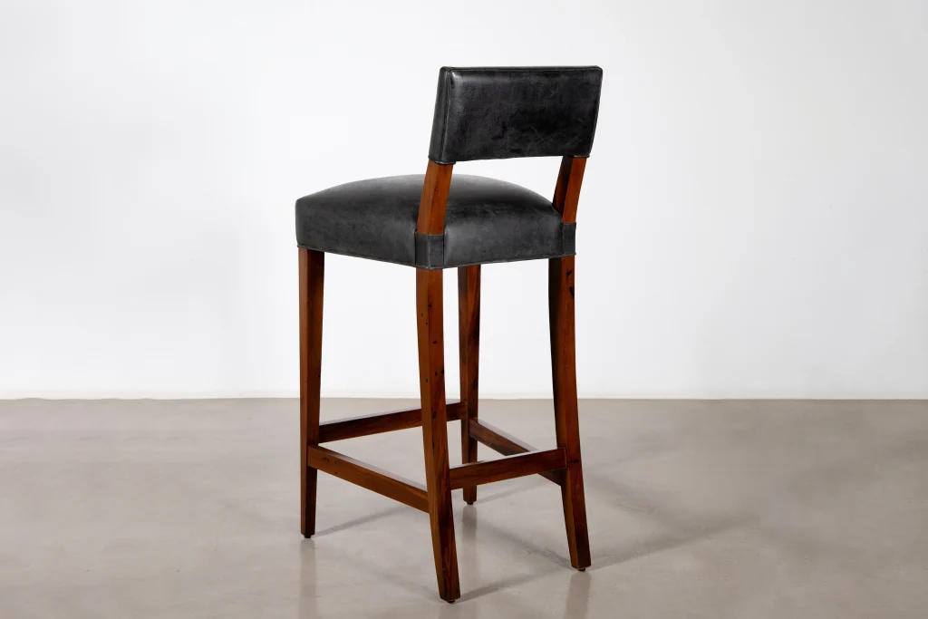 Neto - Exotic Contemporary Wood Bar Stool With Wrapped Leather — 3