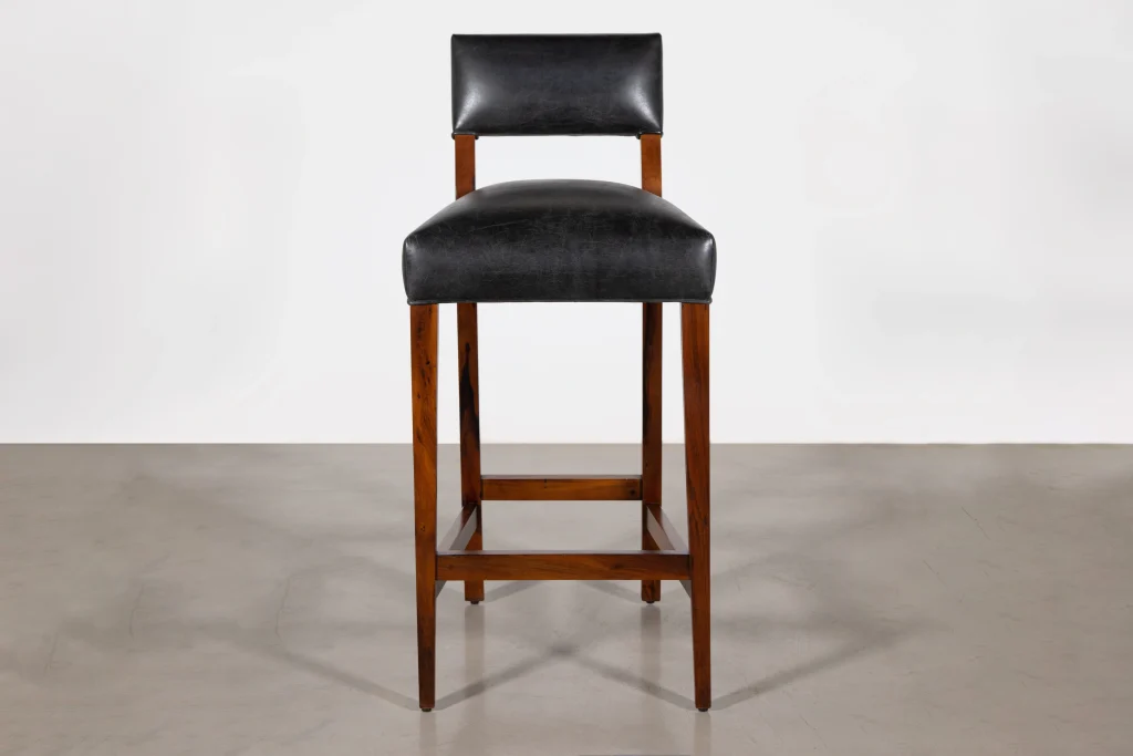 Neto - Exotic Contemporary Wood Bar Stool With Wrapped Leather — 8