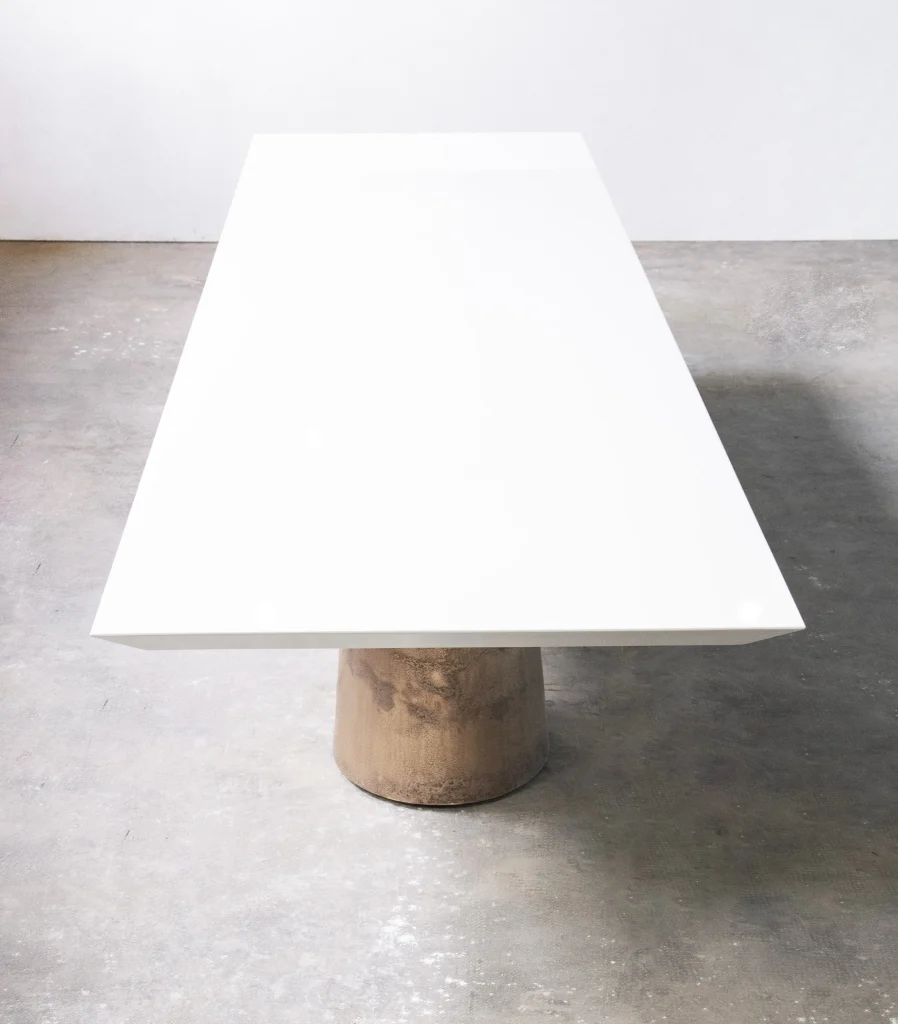 Benino - Oil Rubbed Cast Bronze Twin Pedestal Lacquered Oval Dining Table — 4