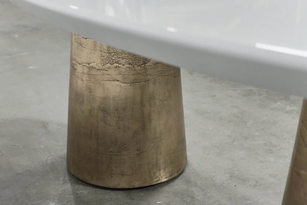 Benino - Oil Rubbed Cast Bronze Twin Pedestal Lacquered Oval Dining Table — 7