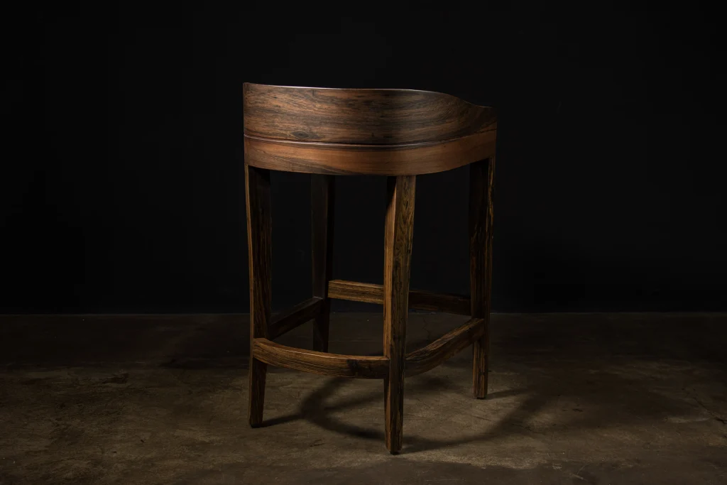 Pia - Contemporary Wood Stool With Wrapped Leather — 3